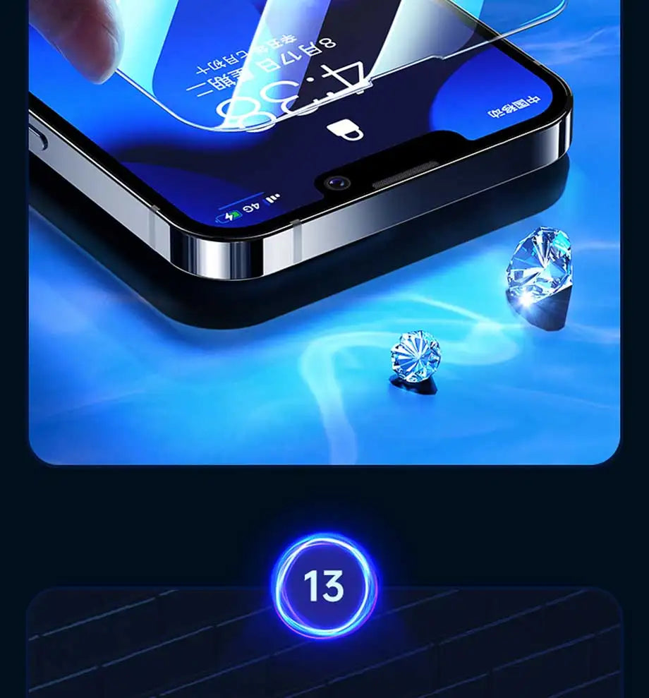 NNBILI 4PCS Tempered Glass for iPhone 11 12 13 14 15 16 Pro XR X XS Max Screen Protector on for iPhone 12 13 Mini 7 8 Plus Glass